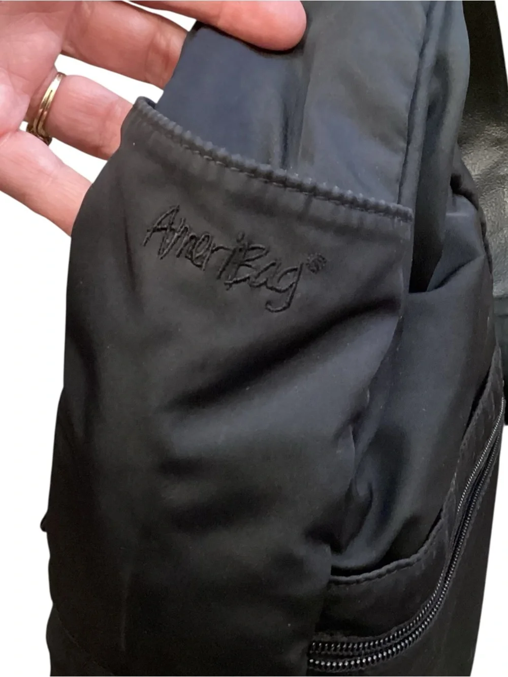 AmeriBag Healthy Back Bag Black‎ Nylon Crossbody Sling Backpack